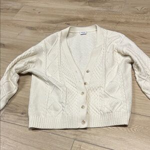 Aritzia Ivory Knit Button-Up Cardigan